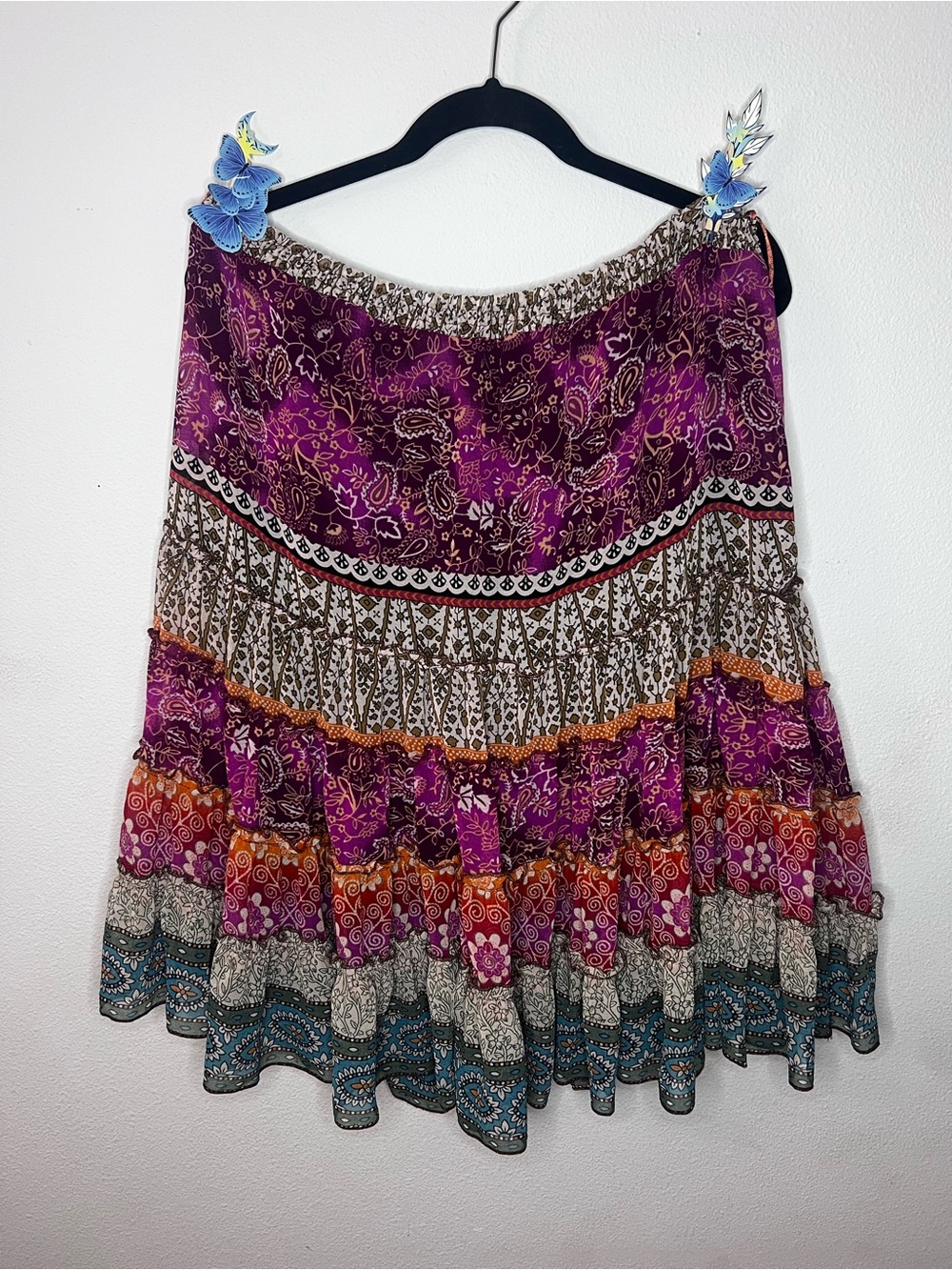 Dress Barn Purple & Multi-Color Tiered Boho Skirt-87
